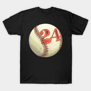 Vintage Baseball Number 24 Shirt Cool Softball Mom T-Shirt